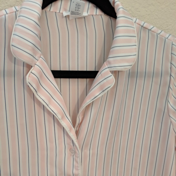 Striped Long Sleeve Shirt Top Blouse Pink Dr. Blue Stripes sz. S - Picture 2 of 6